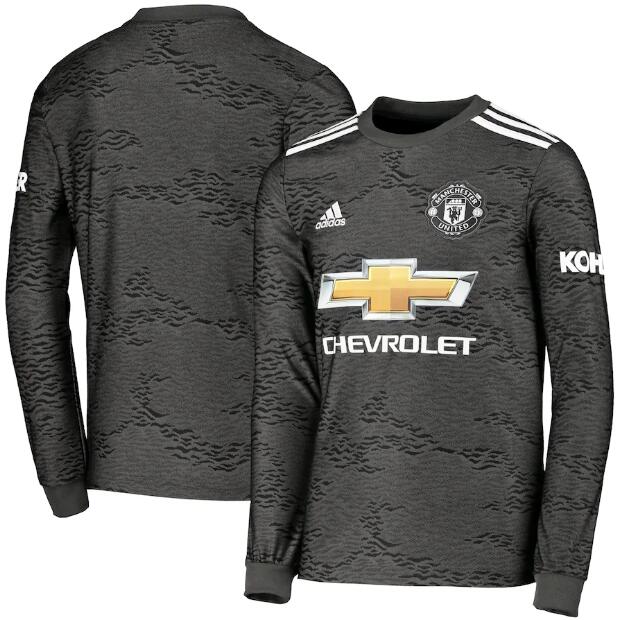 Manchester United Long Sleeve Away Black Soccer Jersey Shirt 2020/21